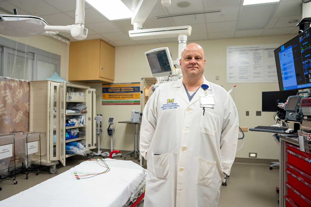 Dr. Brad Uren in the medical office. 