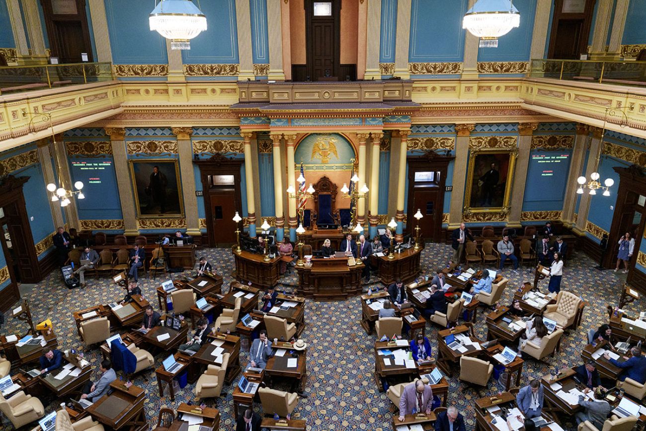 The senate chamber in active session inside the Michigan State Capitol in Lansing, Mich. on Tuesday, June 10, 2025