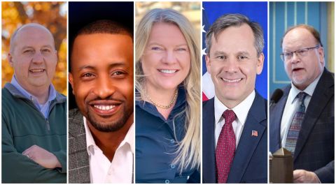 Headshot of five candidates. 